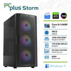 PCplus Storm i5-12400F 16GB 1TB NVMe SSD GeForce RTX 3060 12GB RGB Windows 11 Home gaming namizni računalnik