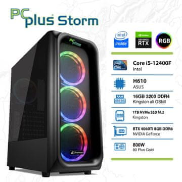 PCplus Storm i5-12400F 16GB 1TB SSD RTX 4060 Ti 8GB RGB gaming namizni računalnik