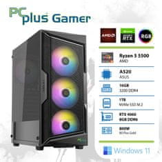 PCplus Gamer Ryzen 5 5500 16GB 1TB SSD RTX 4060 8GB Windows 11 Home gaming namizni računalnik