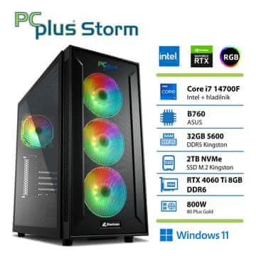 PCplus Storm i7-14700F 32GB 2TB SSD RTX 4060Ti 8GB Windows 11 Home gaming namizni računalnik