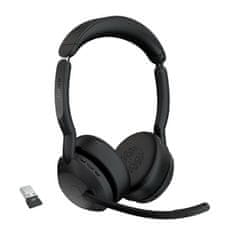 Jabra Brezžične slušalke Jabra 25599-989-999 z aktivnim zmanjšanjem hrupa, Bluetooth 5.2, za pisarno in klicne centre, črne barve.