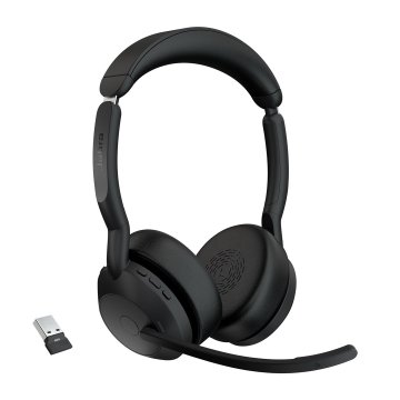 Jabra Brezžične slušalke Jabra 25599-989-999 z aktivnim zmanjšanjem hrupa, Bluetooth 5.2, za pisarno in klicne centre, črne barve.