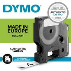 Dymo DYMO D1 standardna etiketa, črna na beli, 9 mm, UV in vodoodporna, idealna za notranje in zunanje označevanje, 7 m.