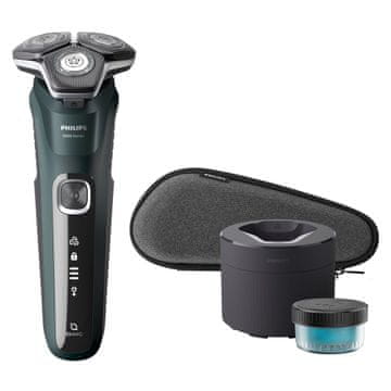 Philips Philips SHAVER Series 5000 S5884/50 - Moška rotacijska brivna naprava s trimerjem, mokro/suho britje, črna-zelena