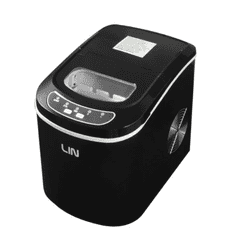 slomart Prenosni aparat za ledene kocke LIN ICE PRO-B12 črn, hitra priprava ledu, zmogljivost 12 kg/24h, LED zaslon, kompakten dizajn.