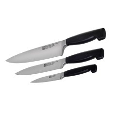 slomart ZWILLING kuhinjski nož 35048-000-0, 3-delni komplet z nerjavečim rezilom in črnim ročajem, idealen za vsakega kuharskega mojstra.