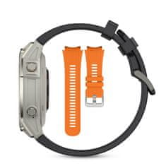slomart Manta Activ X GPS športna pametna ura srebrna z oranžno zapestnico, pedometer, senzor kisika, IP67, AMOLED zaslon