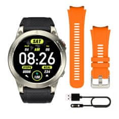 slomart Manta Activ X GPS športna pametna ura srebrna z oranžno zapestnico, pedometer, senzor kisika, IP67, AMOLED zaslon