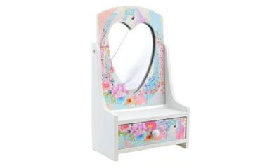 Lesena škatla za nakit z ogledalom enoroga