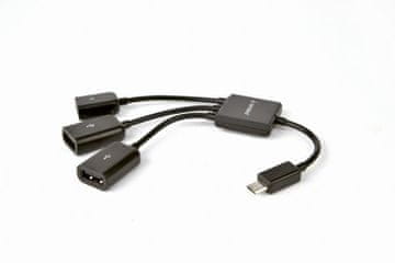 Gembird UHB-OTG-02 OTG USB C 3-vrata 2x USB A 2.0 + 1x USB C HUB črn