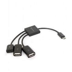 Gembird UHB-OTG-02 OTG USB C 3-vrata 2x USB A 2.0 + 1x USB C HUB črn