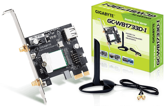 Gigabyte GC-WB1733D-I, WiFi 802.11ac, Bluetooth 5, PCIe, Dual Band, 1734 Mb/s