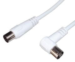 PremiumCord TV kabel M/F priključek 90°, 75 Ohm 2m