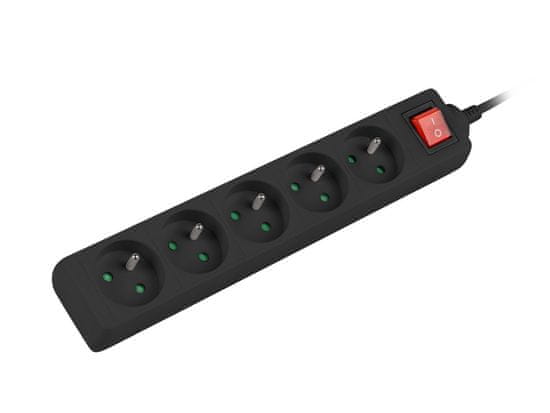 Lanberg Podaljševalni kabel PS1 5 vtičnic 3m stikalo črno