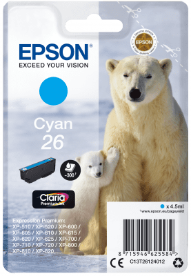 Epson Singlepack Cyan 26 Claria Premium črnilo C13T26124012