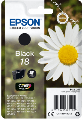 Epson enojni paket črnega črnila 18 Claria Home C13T18014012