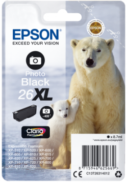 Epson enojno pakiranje črnega fotografskega črnila 26XL Claria Prem C13T26314012