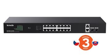 Tenda TEG1120P-16-250W PoE+ Gigabitno stikalo 16x 1Gbps PoE+ 802.3af/at + 2x SFP + 2x RJ45, 230W, Rack