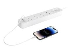 Belkin Belkin SRB001VF2M zaščitna podaljška, 4 AC vtičnice, 2 m, otroška zaščita, bela, USB polnjenje, 525 J zaščite pred sunki