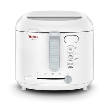 Tefal Cvrtnik Tefal Uno FF2031, enojni, beli, kapaciteta 1 kg, za 4 osebe, z nastavljivim termostatom in filtrom iz kovine.