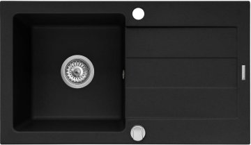PYRAMIS Kuhinjsko korito Pyramis Sparta Plus 78x48, enojno, granitno, črno, s drenažno ploščo, moderno in funkcionalno.