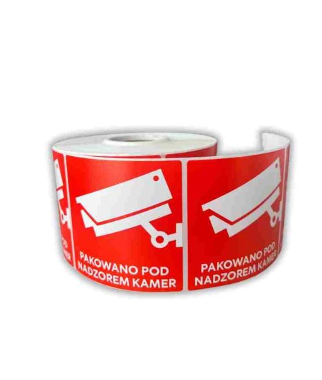 slomart Samolepilne nalepke "Pakirano pod video nadzorom", 80x80 mm, 1000 kosov, rdeče, z belim tiskom, močno lepilo.