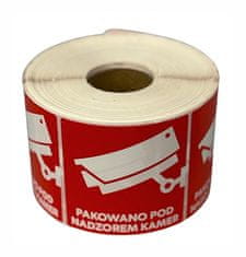 slomart Samolepilne nalepke "Pakirano pod video nadzorom", 80x80 mm, 1000 kosov, rdeče, z belim tiskom, močno lepilo.