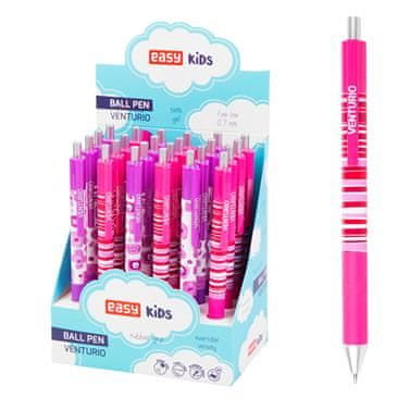 EASY Kids VENTURIO Kroglično pero, modra polželezna kartuša, 0,7 mm, 24 kosov v pakiranju, roza-vijolična
