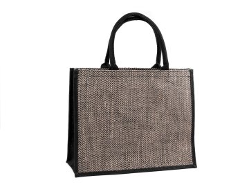 Vrečka iz jute z vzorcem šivanke 42x33 cm - naravna