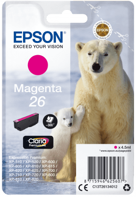 Epson Singlepack Magenta 26 Claria Premium črnilo C13T26134012