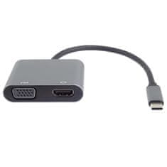 PremiumCord MST Adapter USB-C na HDMI + VGA, ločljivost 4K in FULL HD 1080p