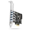 PCEU-43RS, krmilnik PCIe, 4x USB 3.2 Gen 1, 5 Gb/s, napajanje PCIe ali SATA, SP in LP