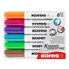 Kores Koresov marker K-MARKER za bele table, poševna konica 3-5 mm, mešanica 6 barv