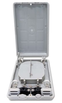 XtendLan Plastična stikalna plošča za 12 zvarov, 12 pigtailov, 2 kabelska priključka, vrata na tečajih