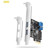 AXAGON PCEU-232RS, krmilnik PCIe, 2+2x vrata USB 5Gb/s, napajanje SATA, Renesas PD720201, SP in LP