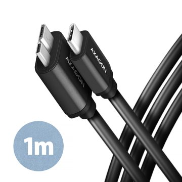 AXAGON BUMM3-CM10AB, SPEED kabel Micro-B USB <-> USB-C, 1 m, USB 3.2 Gen 1, 3A, ALU, tpe, črn