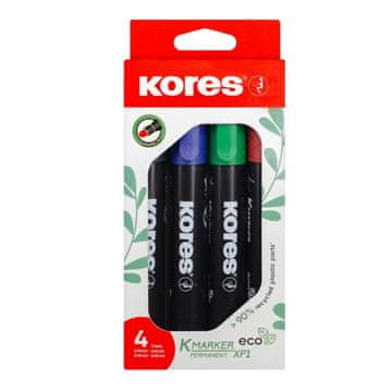 Kores Permanentni marker Eco K-Marker - 4 barve (črna, rdeča, modra, zelena)