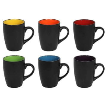 HIT Komplet 6 vrčev črne barve z barvno notranjostjo 340 ml HT-24304414