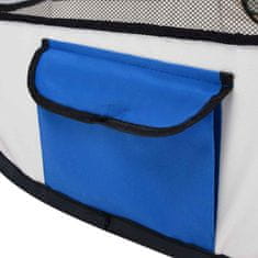 Vidaxl Zložljiva pasja ograjica s torbo modra 110x110x58 cm