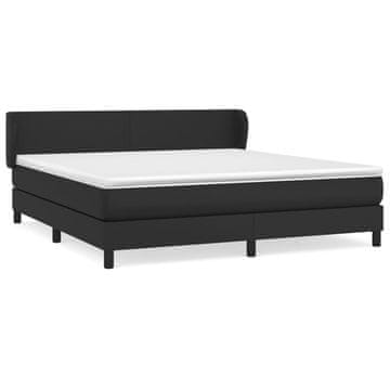 Vidaxl Box spring postelja z vzmetnico črn 160x200 cm umetno usnje