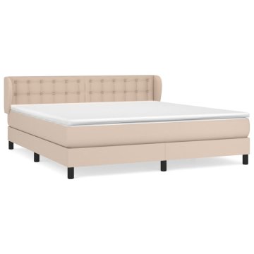 Vidaxl Box spring postelja z vzmetnico kapučino 160x200cm umetno usnje