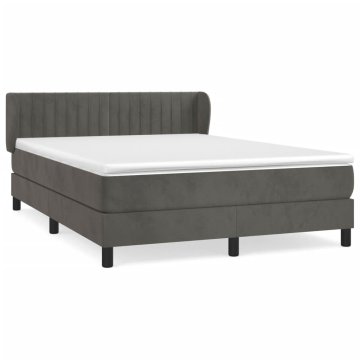 Vidaxl Box spring postelja z vzmetnico temno siva 140x200 cm žamet