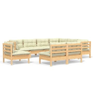 Vidaxl Vrtna sedežna garnitura 9-delna s blazinami borovina