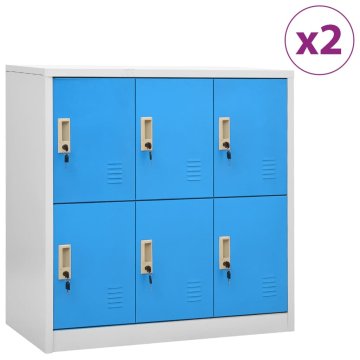 Vidaxl Omara s ključavnico 2 kosa siva in modra 90x45x92,5 cm jeklo