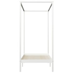 Vidaxl Posteljni okvir z baldahinom bel iz trdne borovine 90x200 cm