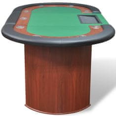 Vidaxl Poker miza za 10 oseb z delivcem in držalom za žetone zelena