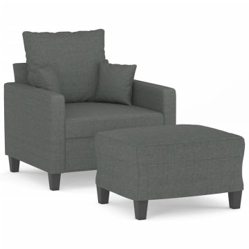 Vidaxl Fotelj s stolčkom za noge temno siv 60 cm blago