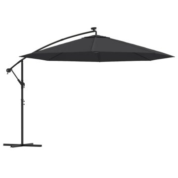 Vidaxl Vrtni senčnik z LED lučkami črn 350 cm