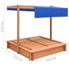 Vidaxl Peskovnik s streho iz lesa jelke 112x112x112 cm
