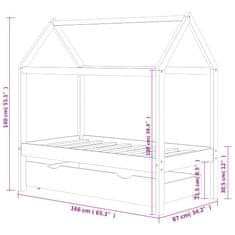 Vidaxl Otroški posteljni okvir s predalom temno siv 80x160 cm